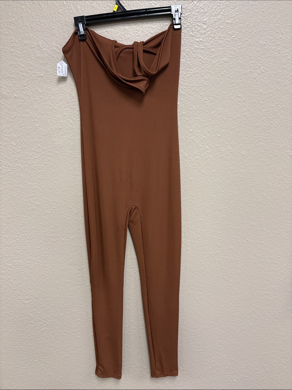 Brown Strapless Slim Jumpsuit - Chic Everyday Romper